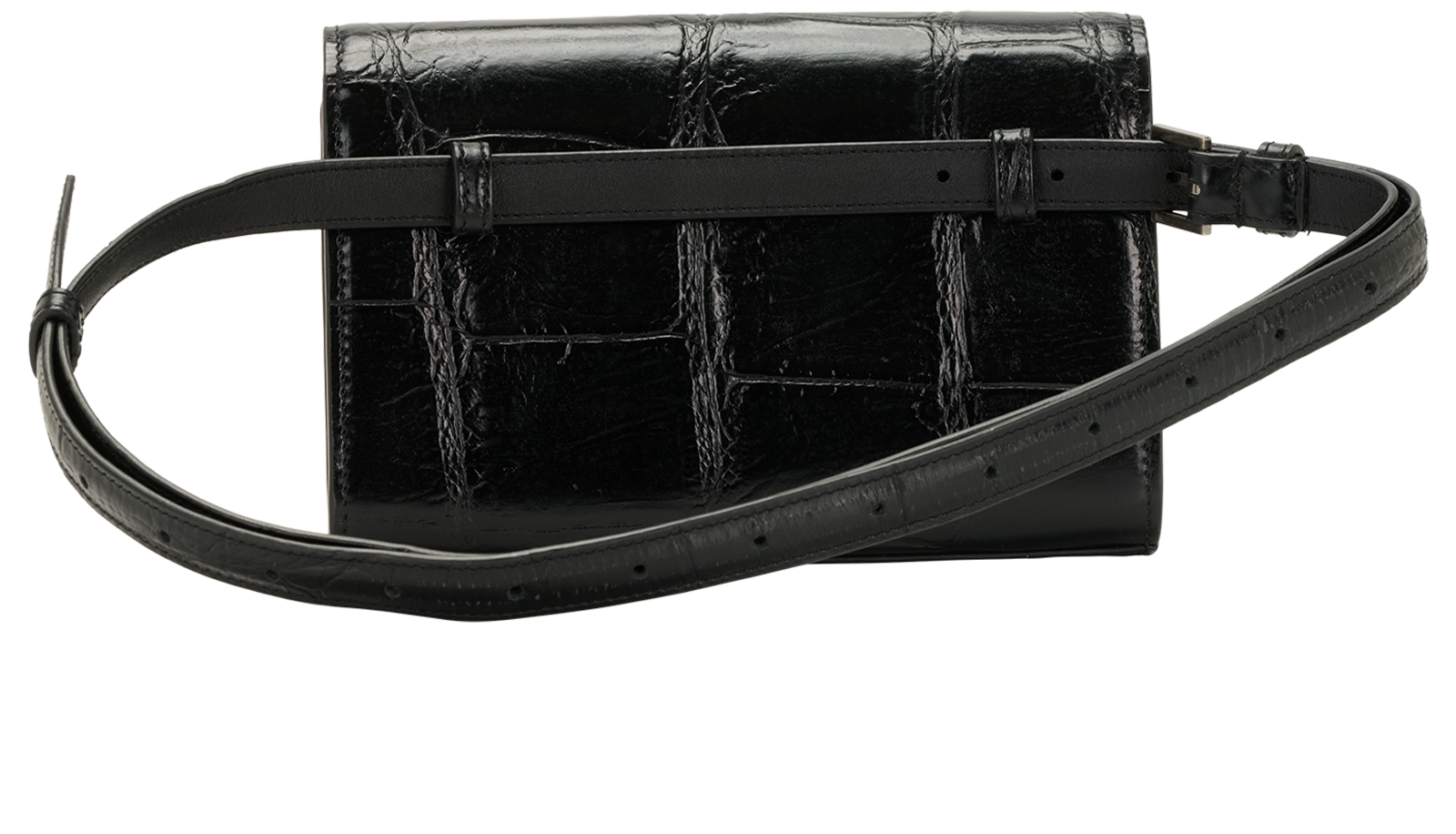 Croc Embossed Kate Belt Bag, &pound;450, Handbags, Black, Leather, Back view